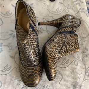 Rockport Brown Snake-Print High Heel Booties